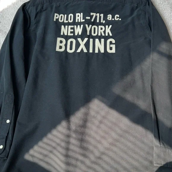 Polo by Ralph Lauren “NYC Boxing Club” Vintage Black Mens Button Down Shirt - Picture 9 of 10